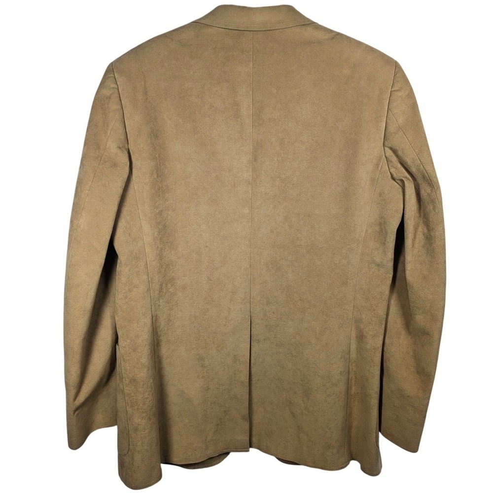 Halston Vintage 1970s Halsuede Tan Faux Suede Men's Blazer Jacket Large - Picture 3 of 8